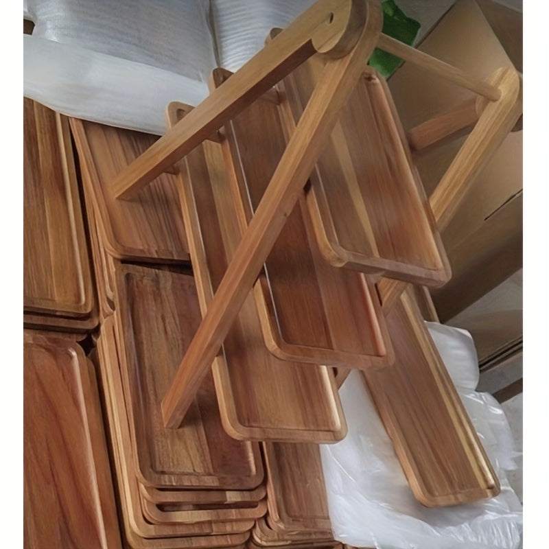 3-Tier Acacia Hardwood Serving Tray for Kitchen Organization Buffet Display