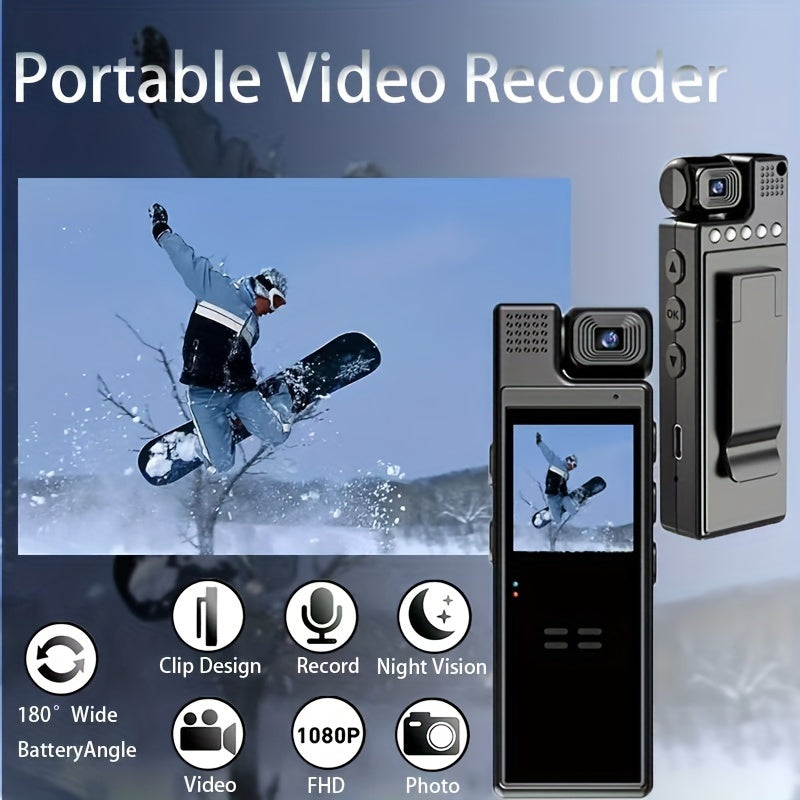 Portable Sports Action Camera 1080P HD Night Vision 180° Rotatable Lens