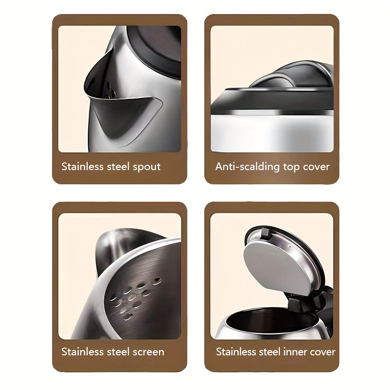 2L sig'imga ega, zanglamas po'latdan yasalgan, avtomatik o'chirish, quruq yonishdan himoya va qahva, choy va boshqa ichimliklar uchun tez qaynatish imkoniyatiga ega bo'lgan uy maishiy elektr chayi.