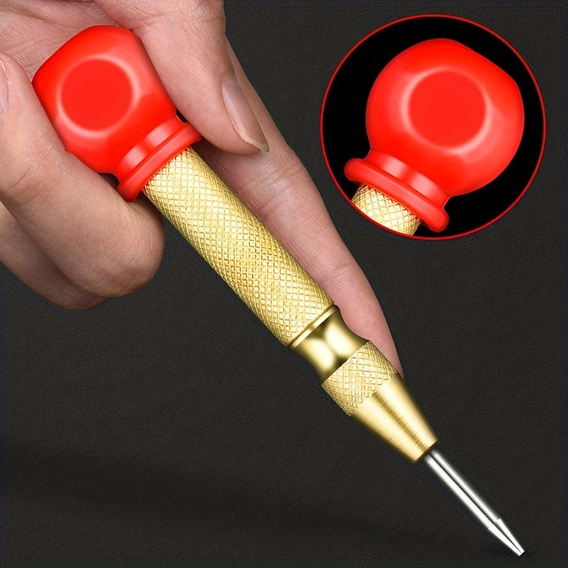 Automatic Center Punch 12.7cm Spring Tension Red Grip for Wood Metal