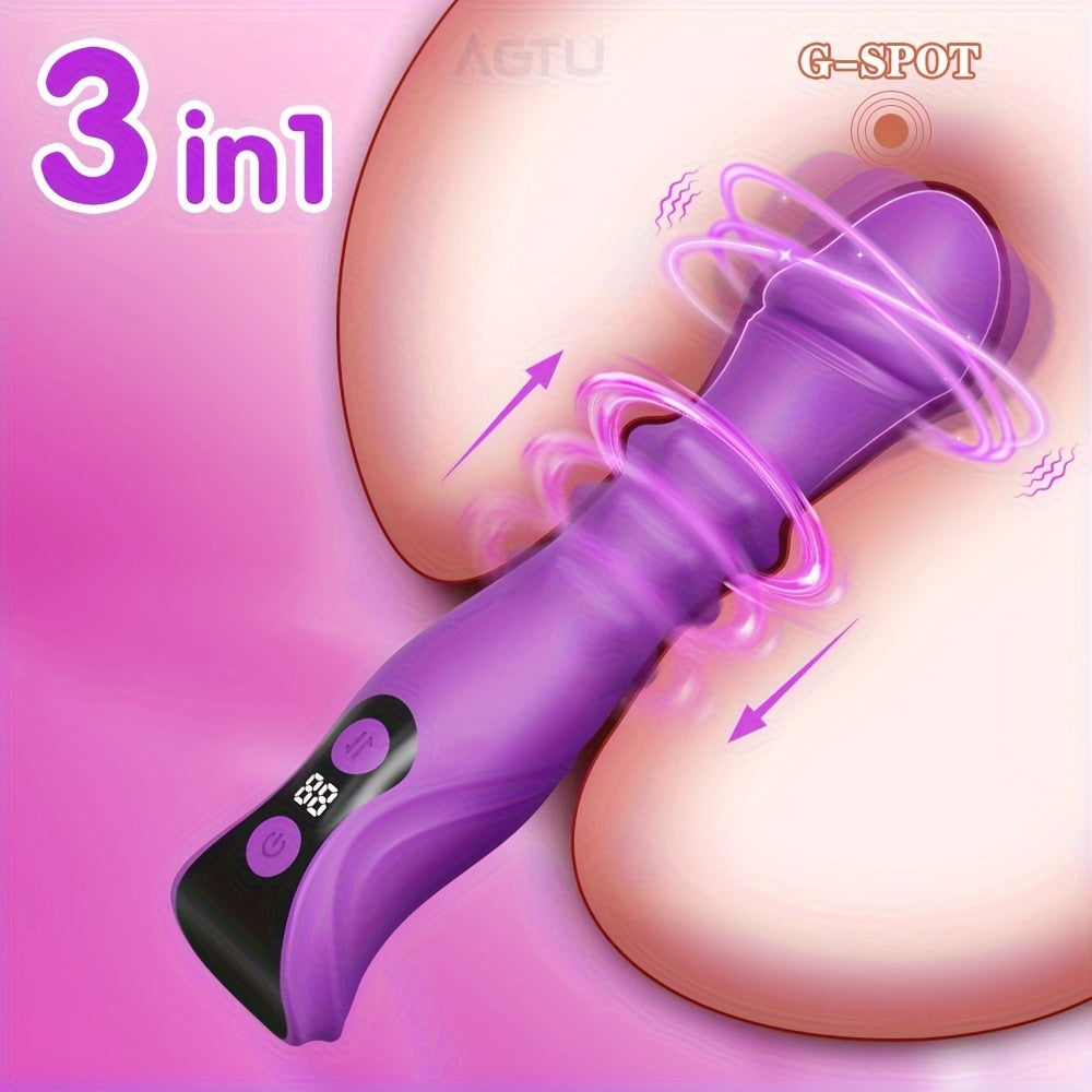 Women Silicone G-Spot Clitoral Vibrator With Thrusting Vibrating Modes