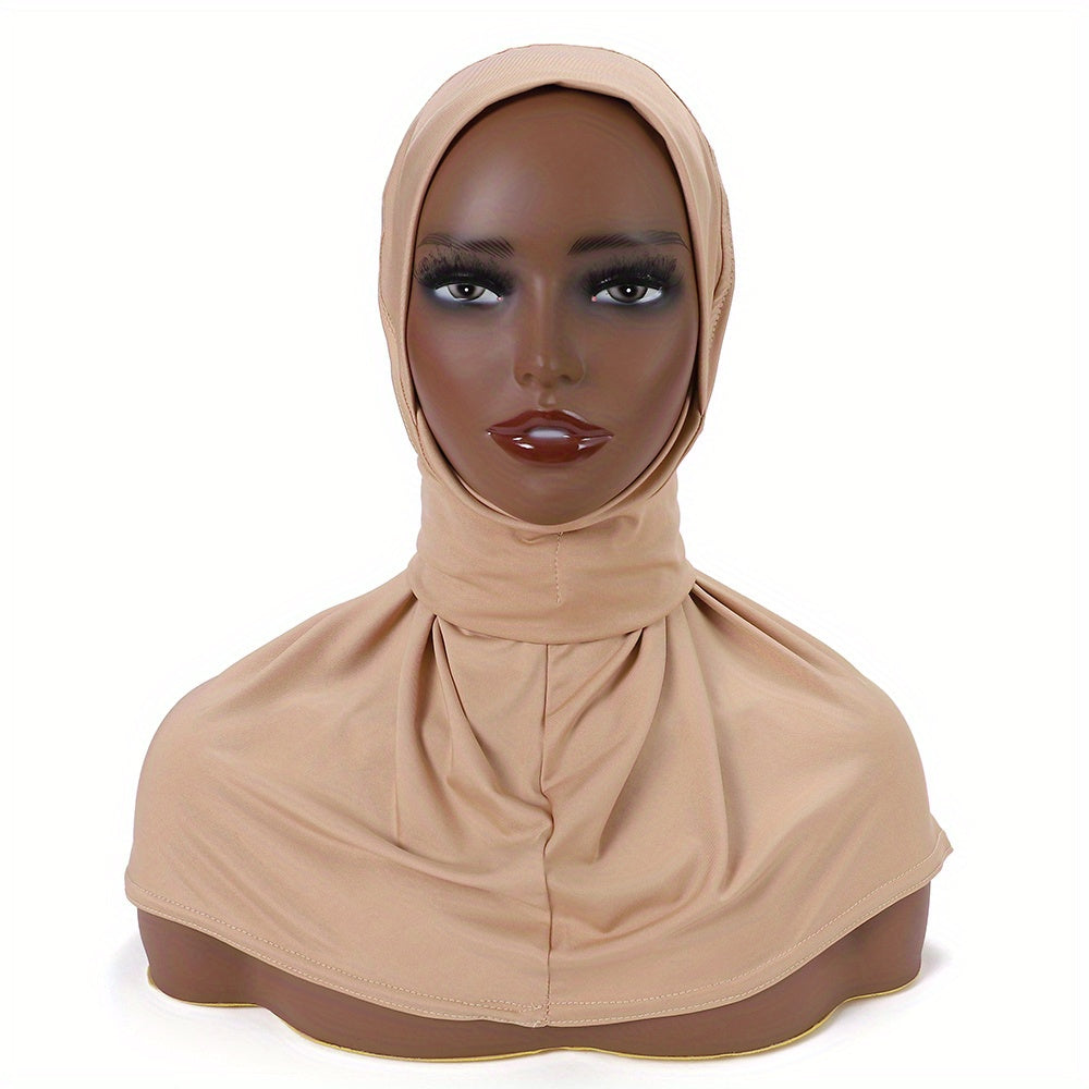 Solid Color Hijab for Women with Elastic Back and Snap Closure
