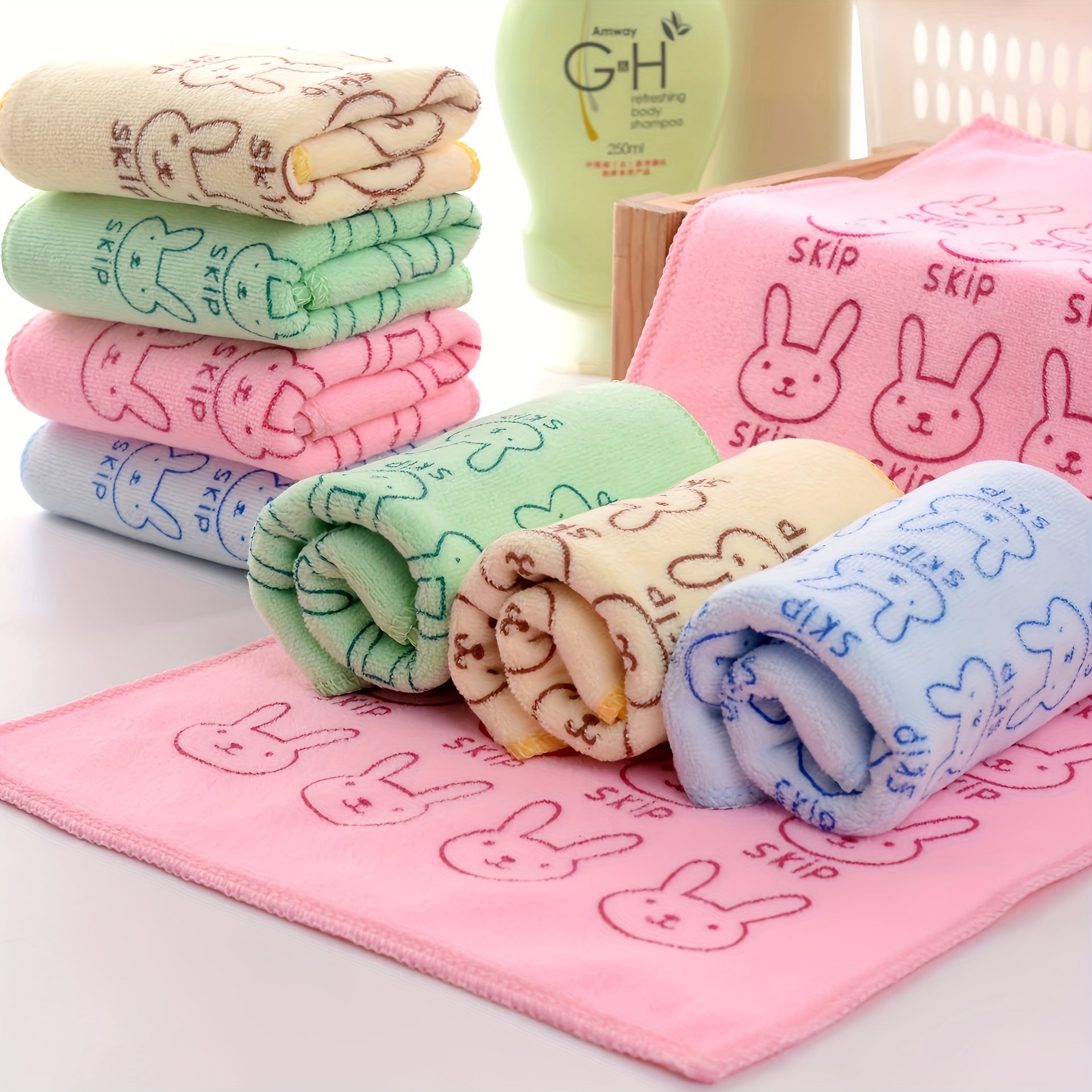 Set of 5 Cartoon Colorful Pet Bath Towels for Cats and Dogs Soft Absorbent
