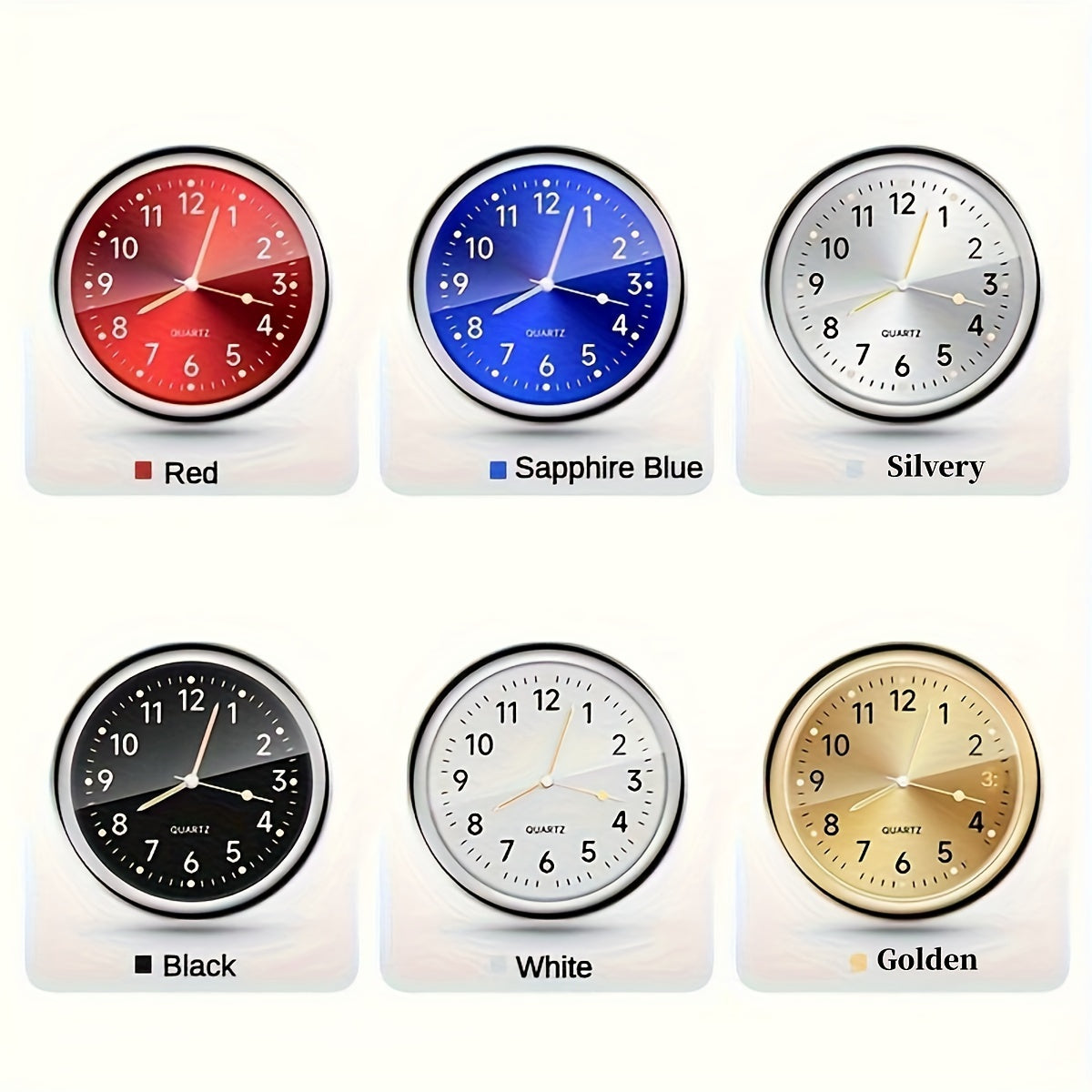 Decorative Car Dashboard Clock Non-Rechargeable Quartz Stick-On Accessory