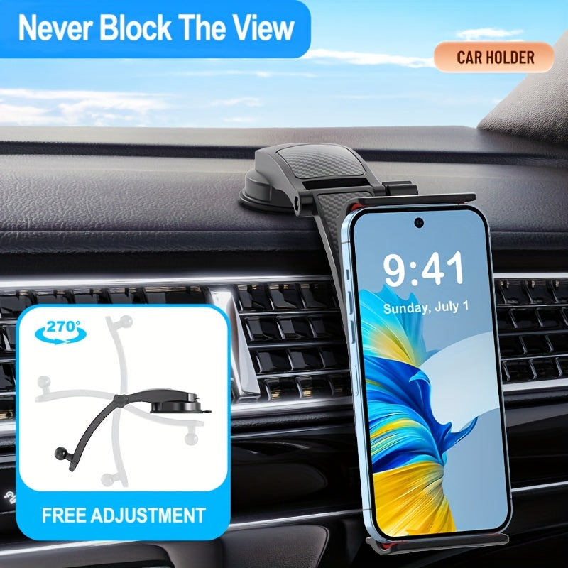 Adjustable Car Phone Holder for Smartphones and Tablets with Suction Mount