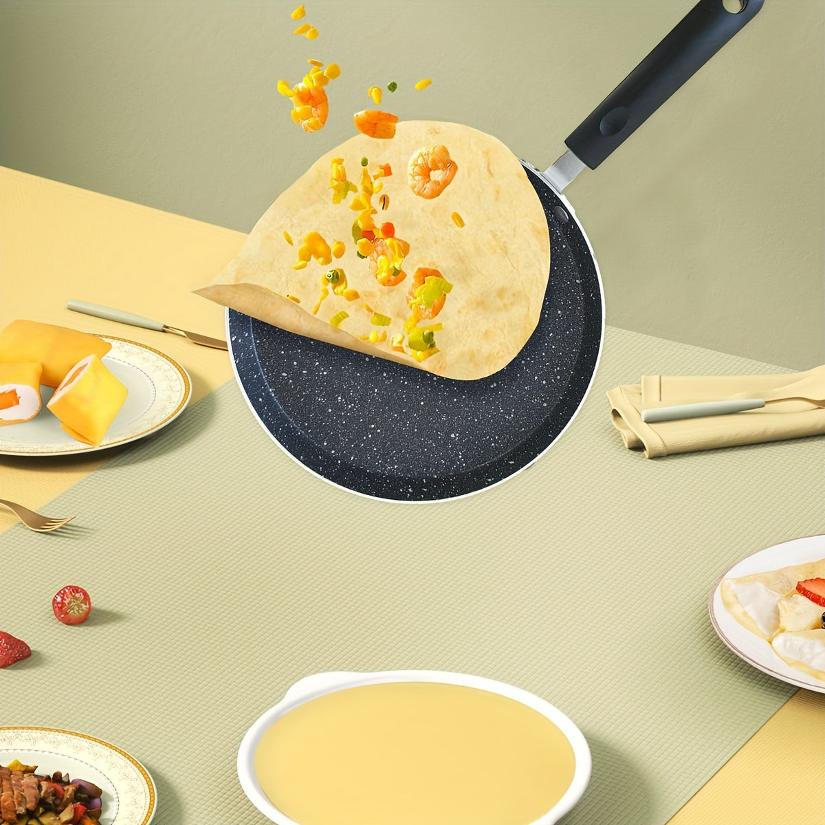 Aluminum Non-Stick Pancake Pan 25.91cm with Wooden Handle Dishwasher Safe