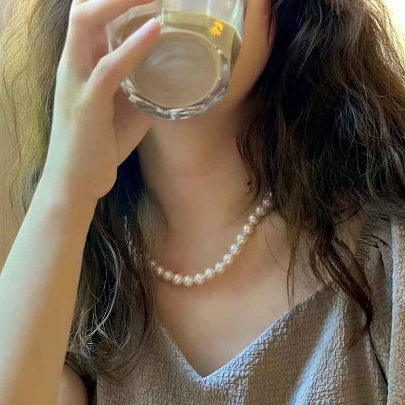 Chiroyli Shirin Suv Marvaridlar Bilaguzuk - Mukammal Yassi 6-7mm Marvaridlar, Qimmatbaho Kumush, Boy va Moslashuvchan, Nafis Sovg'a Qutisi Bilan, Yuqori Darajadagi Hashamat, Yengil, lekin Murakkab, Umumiy Og'irligi 28.3g