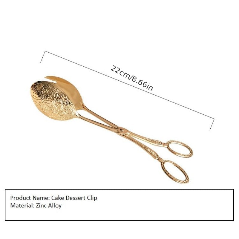 Gold-Plated Serving Tongs for Snacks Salads Bread and Pastries