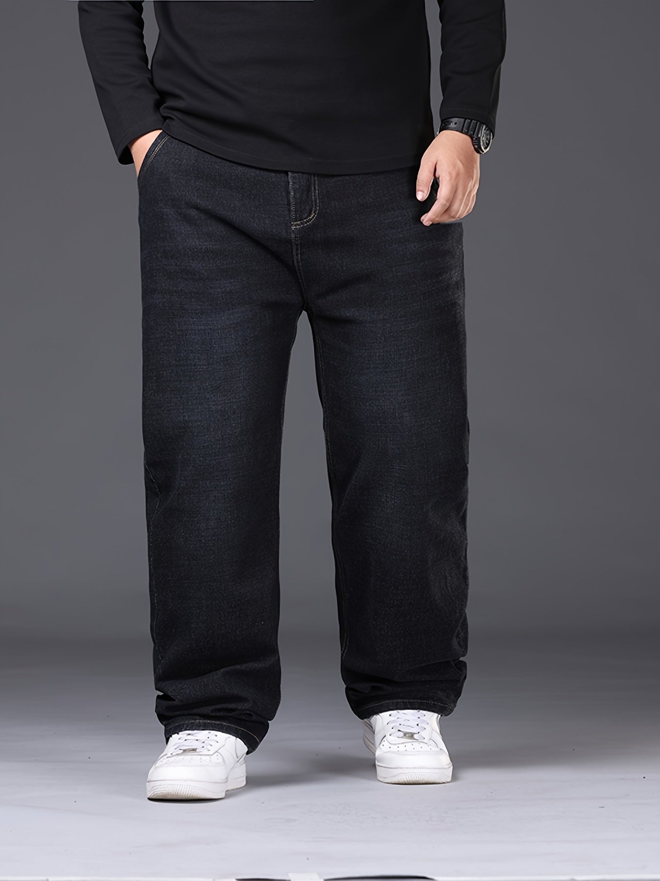 Erkaklar uchun plussiz jinsilar, yuqori sifatli cho'ziluvchan denimdan tayyorlangan, ish kiyimlari uchun ideal va mashinada yuvish mumkin.