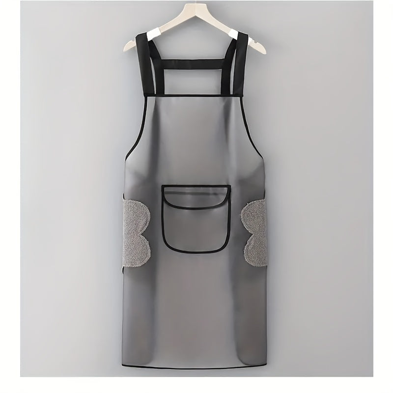 Long-Lasting Waterproof Polyurethane Kitchen Apron with Pockets, Knee-Length for Men and Women