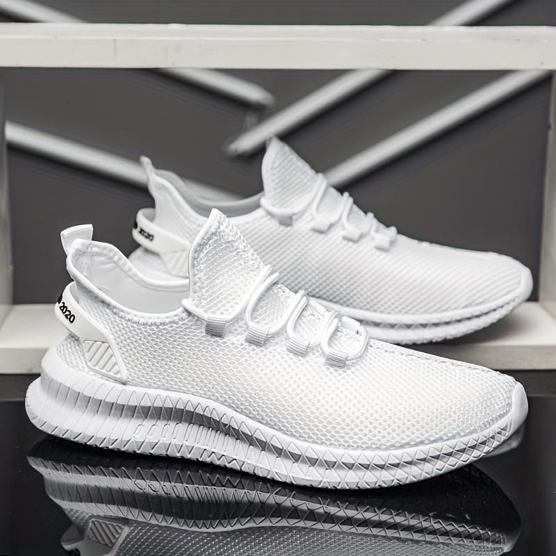 Men's Casual Athletic Sneakers Breathable Mesh Fabric Low Top Lace-Up Shoes for All-Season Comfort