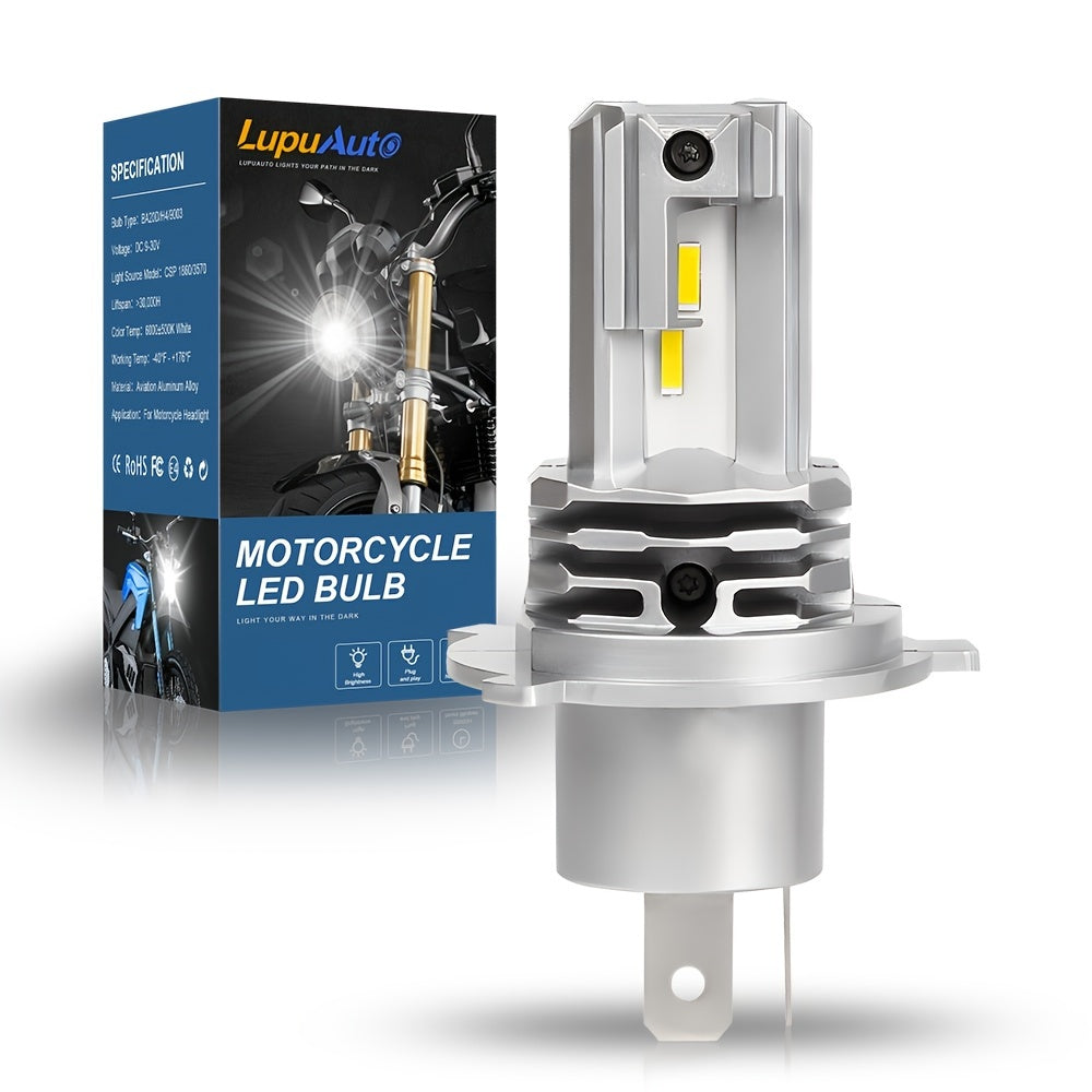 Motorcycle LED Headlight Bulb 9003 6000K Cool White 1500LM Plug & Play