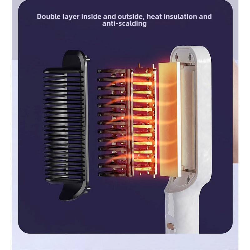 2-in-1 Ionic Hair Straightener Curling Wand LCD Display Ergonomic Auto Shut-Off Purple Black Dual Voltage