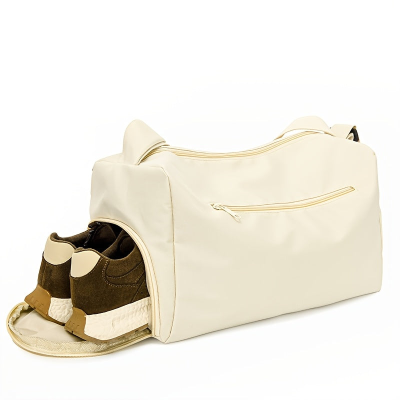 Unisex Nylon Gym Bag with Wet Dry Separation Trolley Sleeve Hand Washable Red Black Beige Green Purple