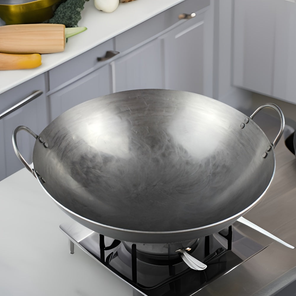 Cast Iron Wok 34-38cm Deep Frying Pan for Electric Stovetops Gift