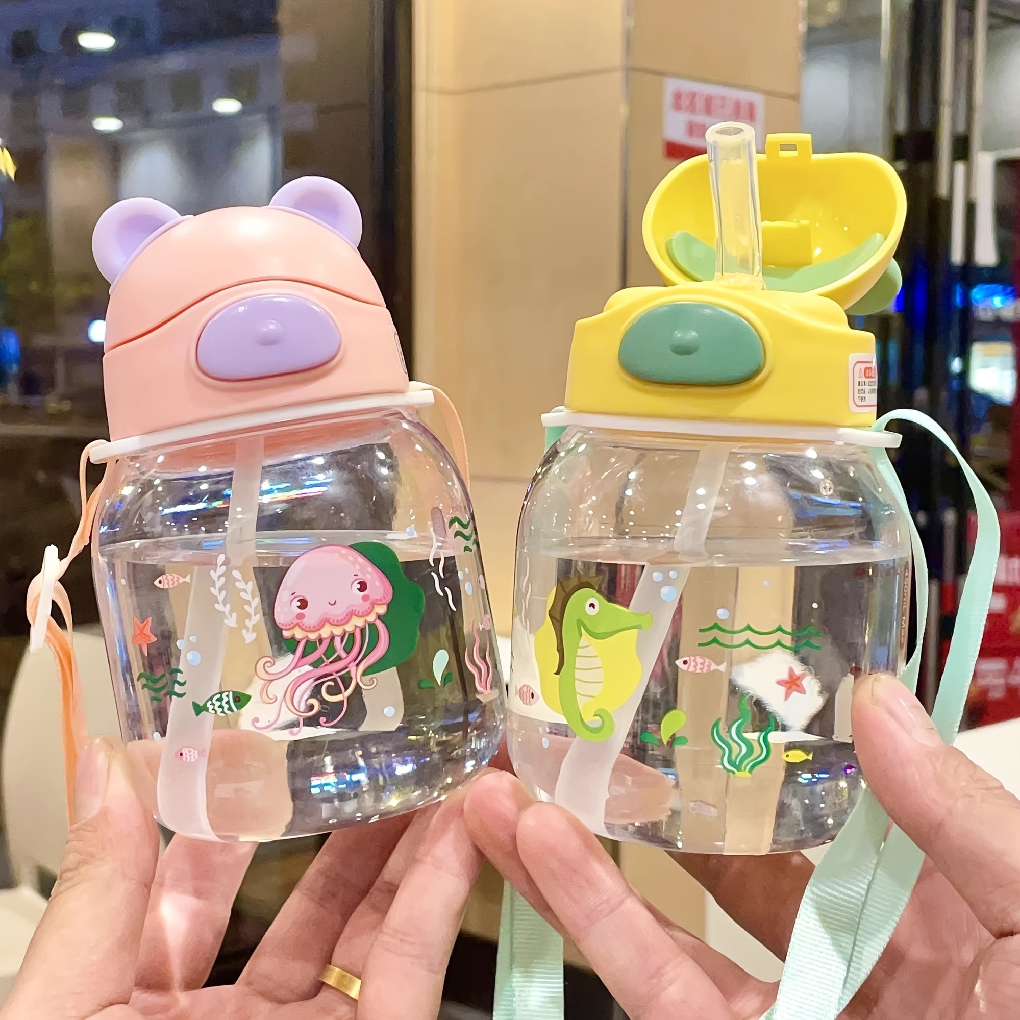 Cute Girl Water Bottle Leak-Proof Portable PC Drinking Cup for Students