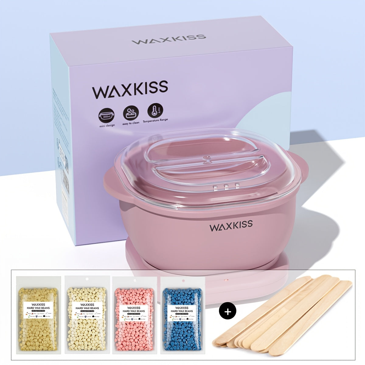 Mini Folding Silicone Wax Pot Heater for Body Hair Removal with Hard Wax and Wooden Sticks