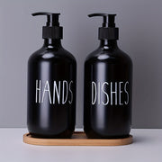 Set of 2 Plastic Soap Dispensers Refillable Bottles for Kitchen Bathroom Decor