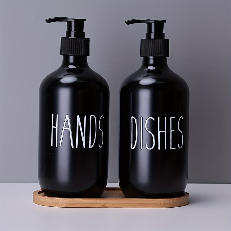 Set of 2 Plastic Soap Dispensers Refillable Bottles for Kitchen Bathroom Decor