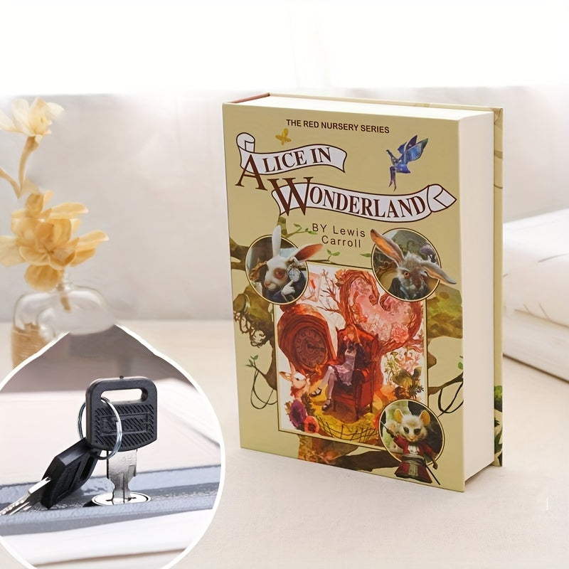 Alice in Wonderland Book Safe Box for Valuables Metal Fake Book Storage Discreet Organizer