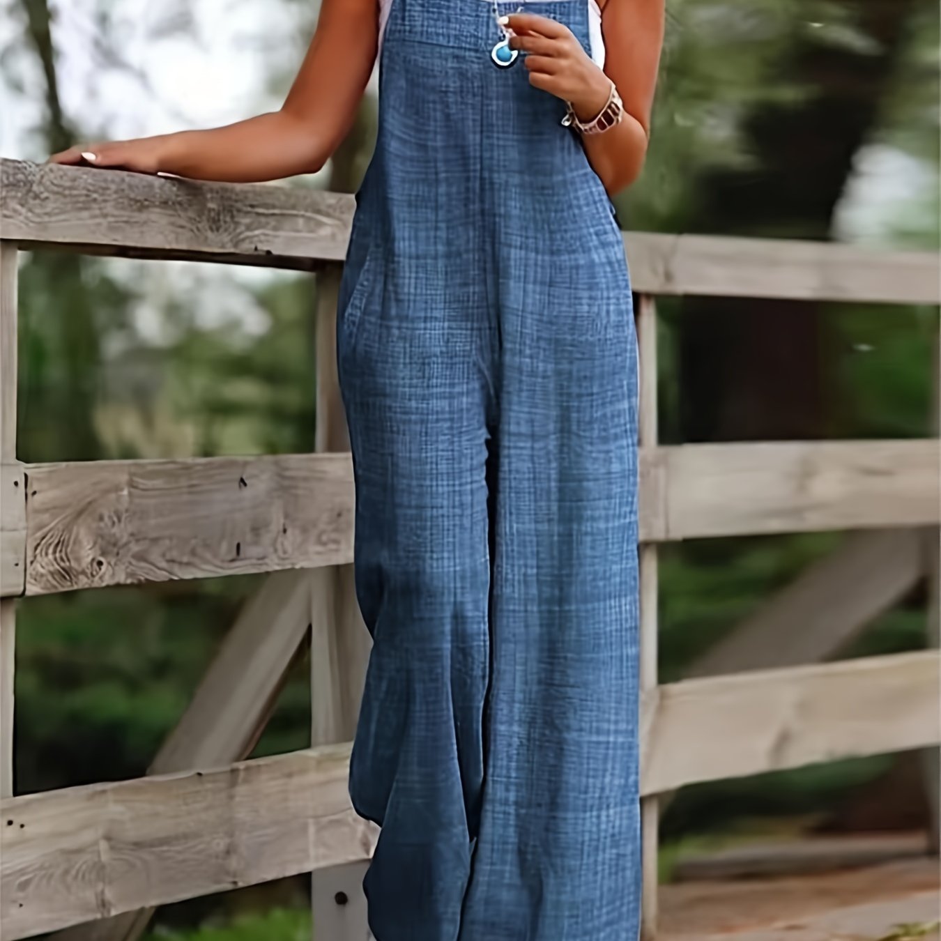 Women's Green Polyester Jumpsuit with Wide Legs Pockets All-Season Casual