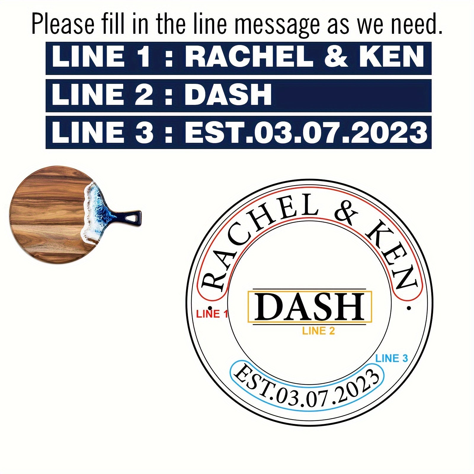 Round Custom Cheese Board with Handle, Personalized Charcuterie Board for Gifts