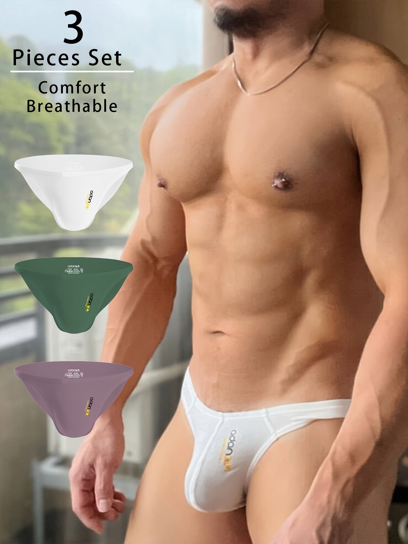 3 ta erkaklar uchun modal ichki kiyim, cho'ntak detali bilan, past bel, nafas oladigan va cho'ziluvchan, yugurish, sport va tasodifiy kiyim uchun