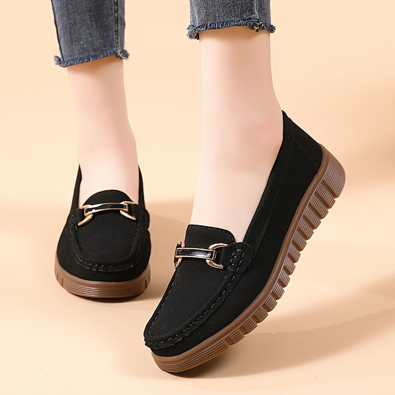 Women's Slip-On Loafers Faux Cover Round Toe Comfortable Casual Shoes