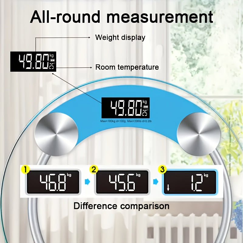 Цифровые напольные весы для ванной комнаты, грузоподъемностью 181 кг, ЖК-дисплей, закаленное стекло, фитнес
