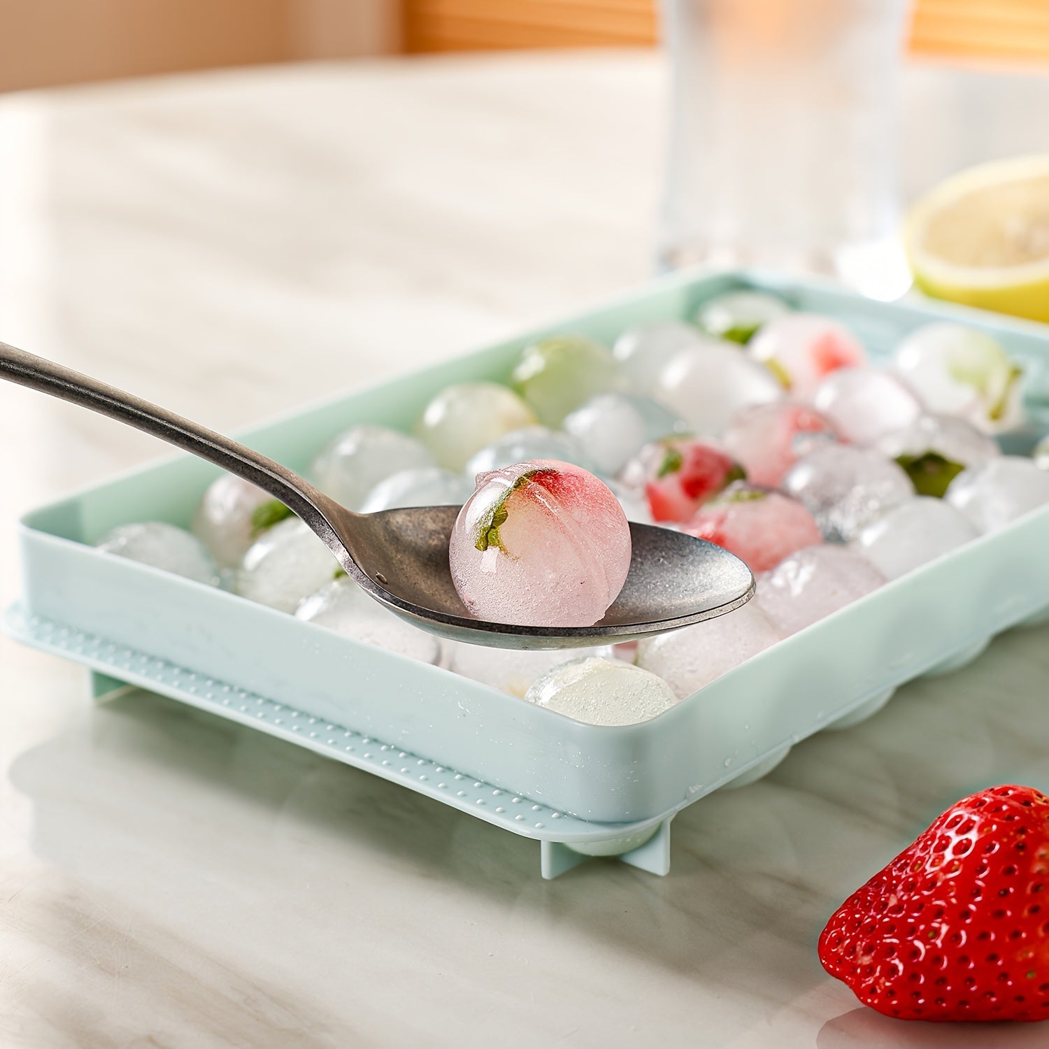 Ice Cube Mold Set with Scoop Tongs, Easy Release Tray, Storage Box for Cocktails Whiskey Coffee