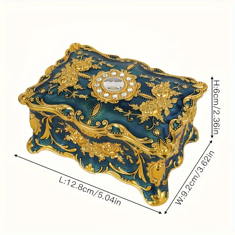 Металлическая шкатулка для хранения украшений с ретро-дизайном для ожерелий, серег, колец