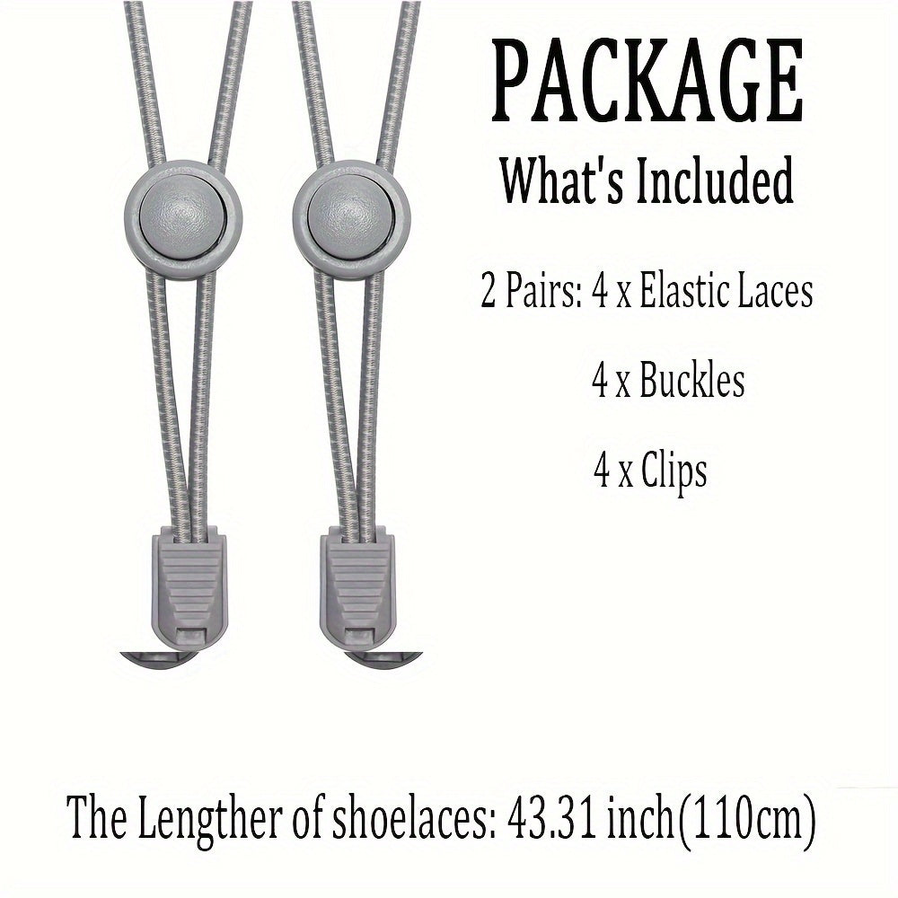 2PCS No-Tie Elastic Shoelaces for Sneakers Durable Stretchy Quick Lock