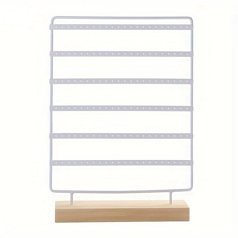 Jewelry Organizer Stand with 6 Metal Layers and Wooden Base for Earrings