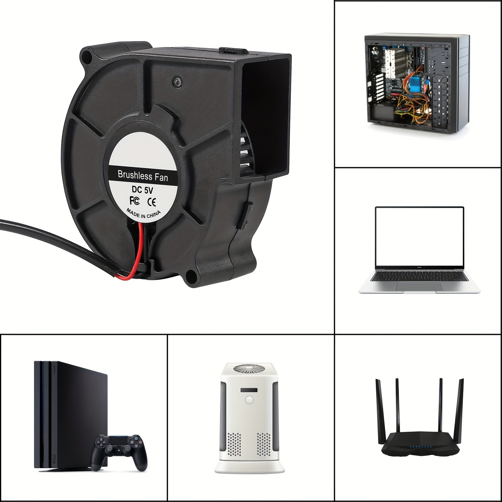 Compact USB Cooling Fan 5V with Brushless Motor and Mounting Bracket
