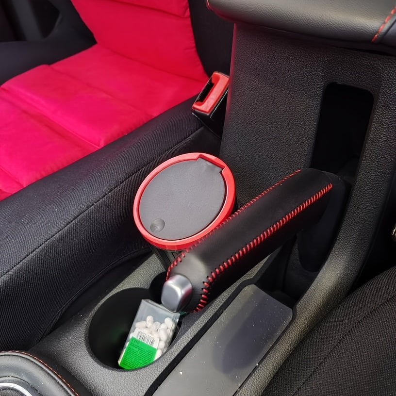 Coche Mini Press Cubo de basura con tapa, material PP duradero para reposabrazos o portavasos
