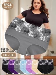 7-Pack Women's High-Waisted Tummy Control Panties Breathable Nylon Solid Color