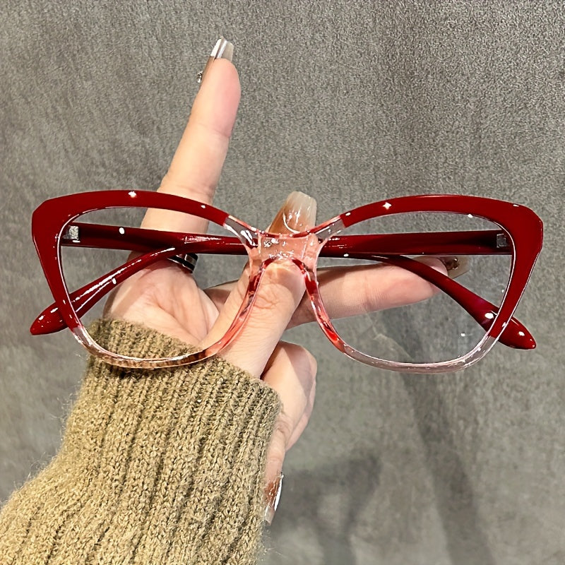 Women Cat Eye Glasses with Clear Lenses Y2K Style Acetate Anti-Blue Light Computer Eyewear