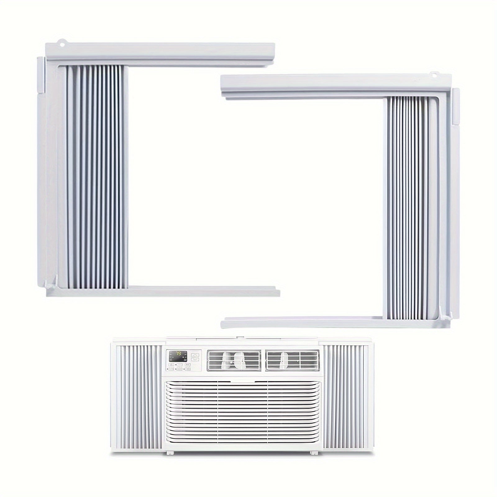 Energy-Saving Indoor Accordion Filler Curtain Set with Frame Kit 2 Pack