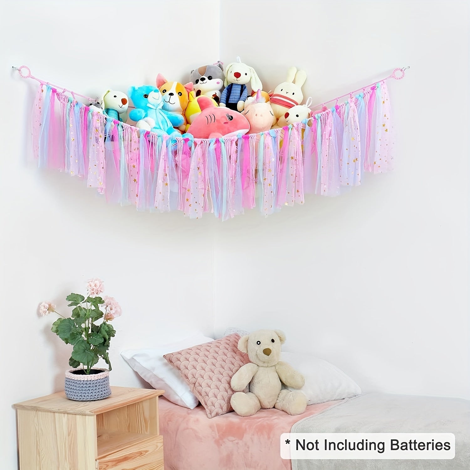 Bohemian Woven Toy Storage Net with Tassels for Stuffed Animals and Gifts