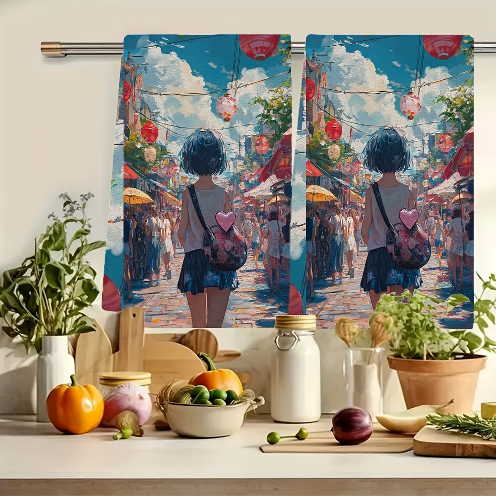 Zamonaviy uslubga ega, yuqori so'rilish qobiliyatiga ega va mashinada yuvish mumkin bo'lgan ultra yumshoq polyester oshxona sochiqlarining ikki to'plami. 40.64x60.96 sm o'lchamdagi qirg'oq mavzusidagi to'rtburchakli idish qo'l sochiqlari.