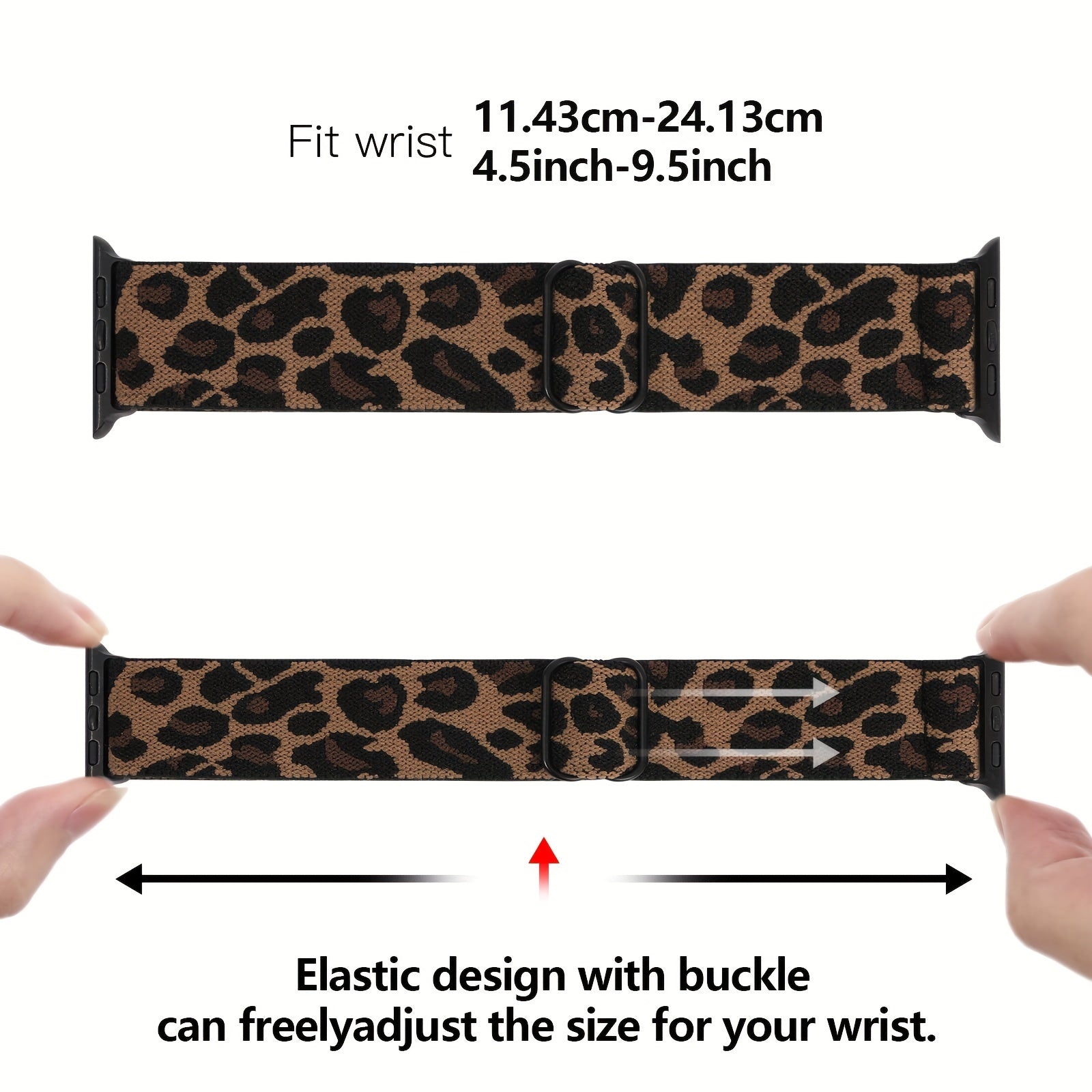 Leopard Print Nylon Watch Band for Apple Watch Series 1-7 and SE 38mm-45mm Adjustable Breathable Lightweight Men Women