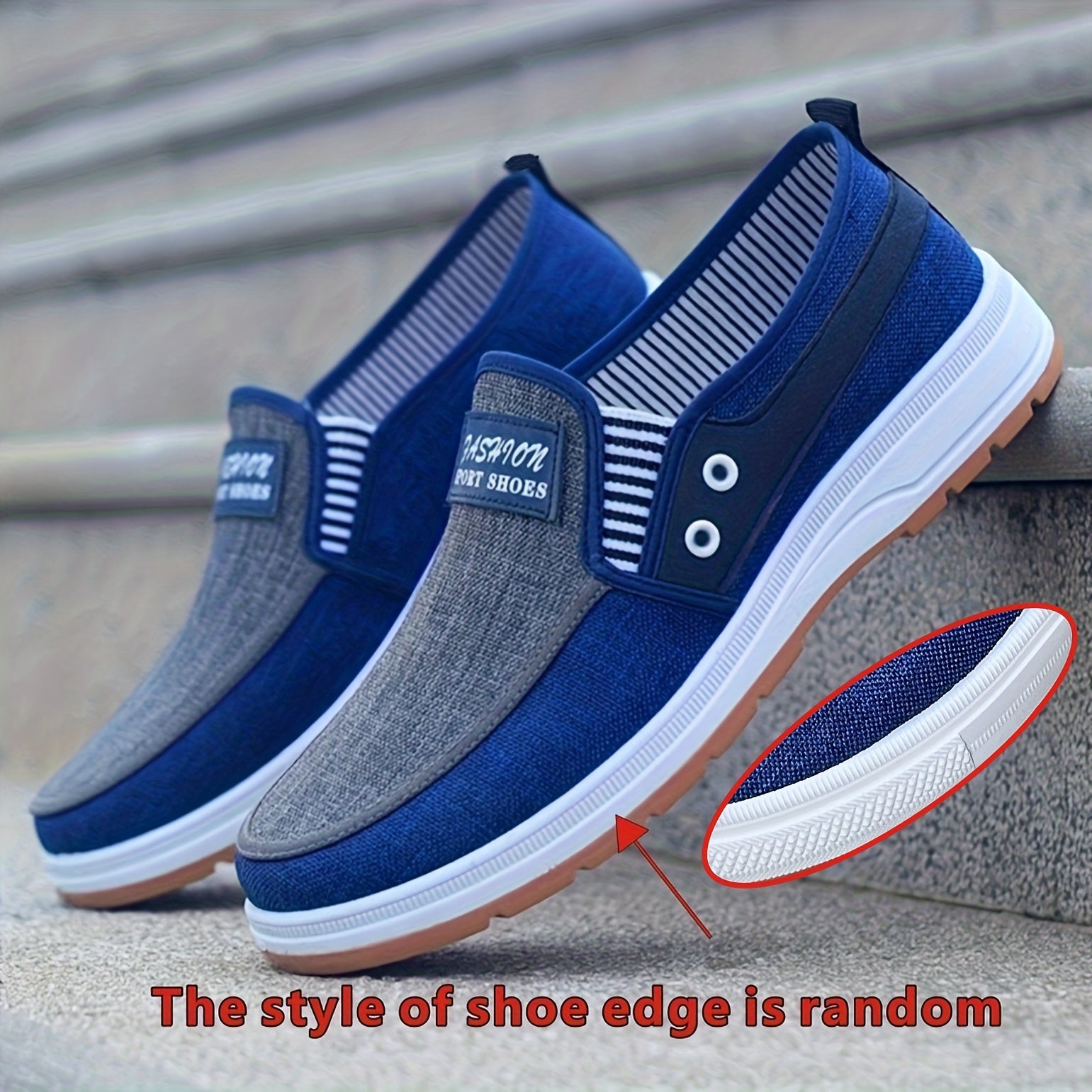 Men's Canvas Slip-On Sneakers with White Laces Non-Slip Rubber Sole All-Season Casual Shoes