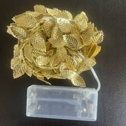 Small LED String Lights for Christmas and Birthday Decorations Gold Leaf Ribbon Lights