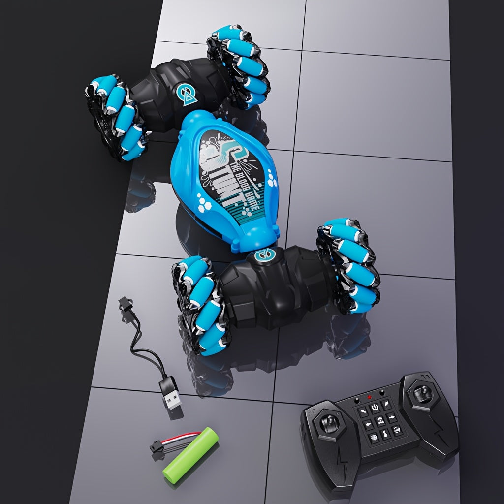 Off-Road 4WD RC Car with Gesture Sensing, Rechargeable Battery, Weather Resistant Animal Theme Blue Red for Ages 14+