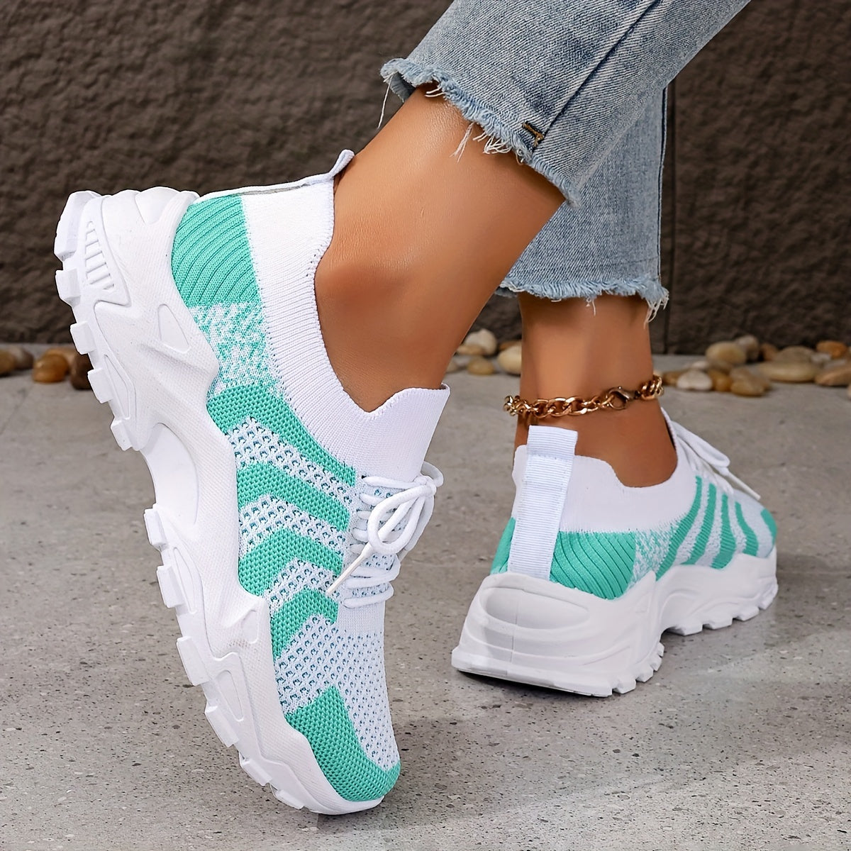 Women's Mesh Casual Low-Top Platform Sneakers Plus Size