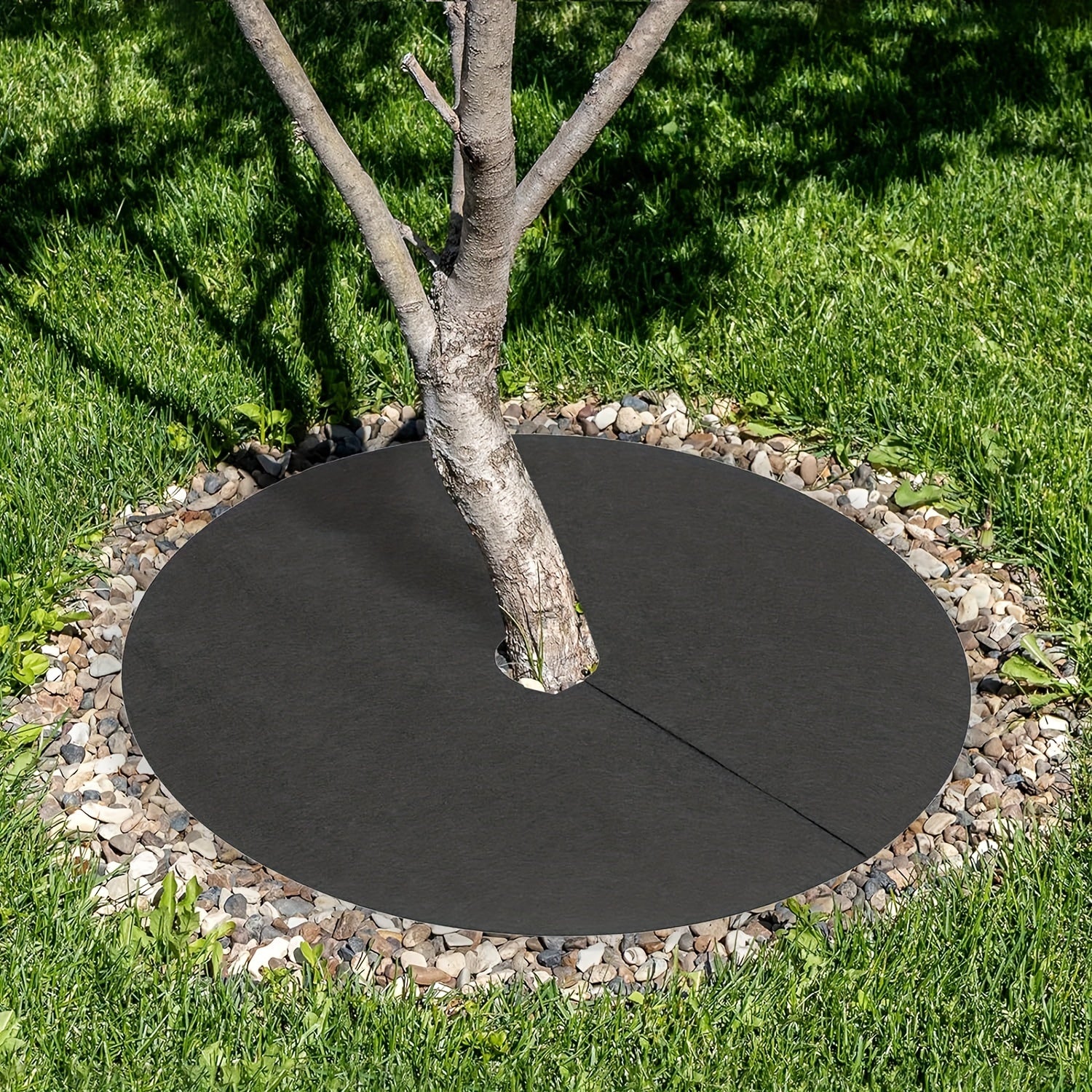 Non-Woven Tree Mulch Rings 16.5 Inch Black Weed Barrier Protect Trees Set of 7