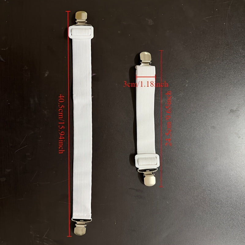 Set of 4 Adjustable Bed Sheet Fasteners with Heavy-Duty Clips and Elastic Material