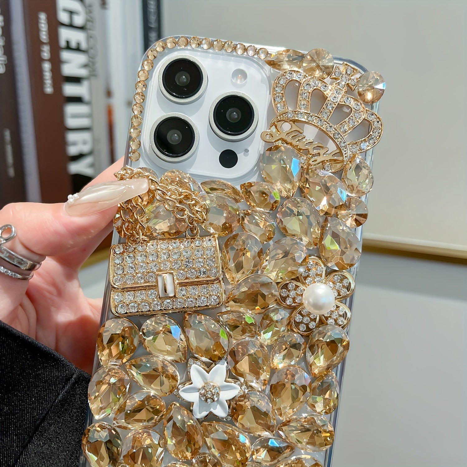 Golden Diamond Phone Case with Tassel Sequin Design for iPhone Models