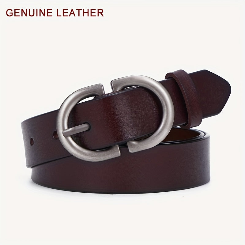 Solid Color Leather Belt for Men and Women with Double D Buckle Plus Size Casual Waistband for Jeans and Pants
