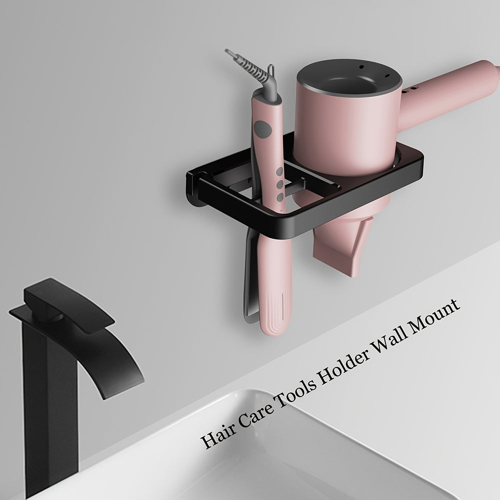 Wall-Mounted Hair Dryer and Flat Iron Rack with Cable Management